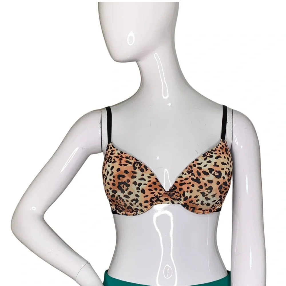 Juicy Couture Cheetah Leopard Print Push UP Bra Branded Elastic Band Size 34B